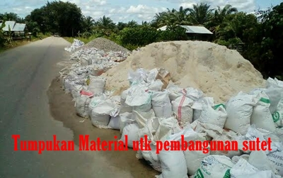 Satpol PP Rohil Tertibkan Tumpukan Material Pembangunan Menara Sutet.