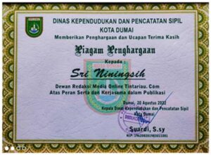 Pimpinan Redaksi Tintariau.com Mengucapkan Terimakasih Kepada Disdukcapil Kota Dumai