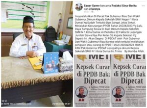 Kepala Sekolah SMKN 1 Dumai, Klarifikasi Terkait Postingan Di FB