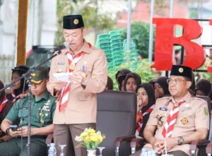 Bupati Rohil Sampaikan Sambutan Ketua Kwartir Nasional, Pada HUT Pramuka Ke 62 Tahun