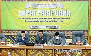 Walikota Dumai H.Paisal.SKM., MARS.,Rapat Penyampaian hasil kerja banggar DPRD Dan Propemperda  APBD Kota Dumai Tahun Anggaran 2024